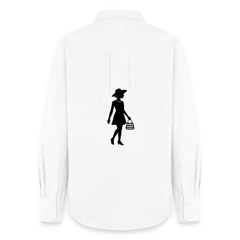 Silhouette de femme élégante avec chapeau et sac à main - Chemise Oxford Femme - blanc - Dos - AI Model Female 172 light (172cm)