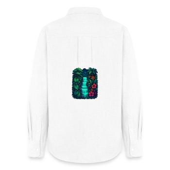 Tropical Waterfall - Women's Oxford Shirt - white - Back - AI Model Female 172 light (172cm)