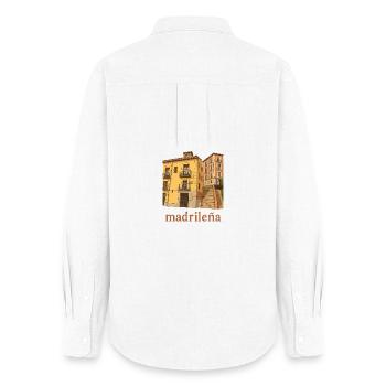 Façades à Madrid - Chemise Oxford Femme - blanc - Dos - AI Model Female 172 light (172cm)