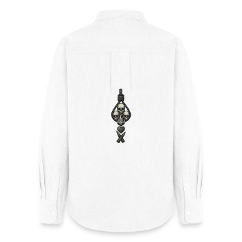 Avi Collection – Skulls & Flame - Women's Oxford Shirt - white - Back - AI Model Female 172 light (172cm)