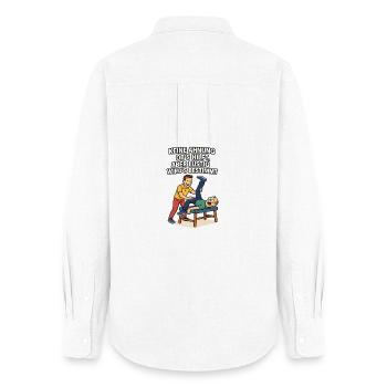 Physio saying: No idea if it helps funny - Women's Oxford Shirt - white - Back - AI Model Female 172 light (172cm)