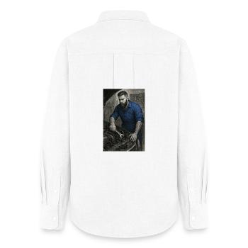 Industrial craftsman with wrench - Women's Oxford Shirt - white - Back - AI Model Female 172 light (172cm)