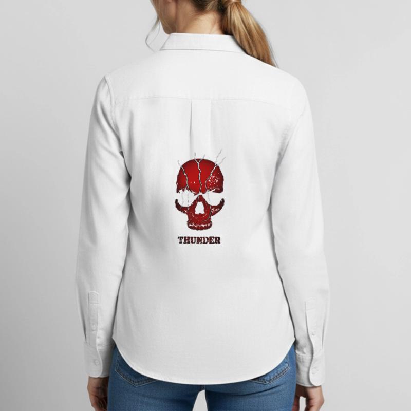 Exploding Thunder Skull Women's Oxford Shirt