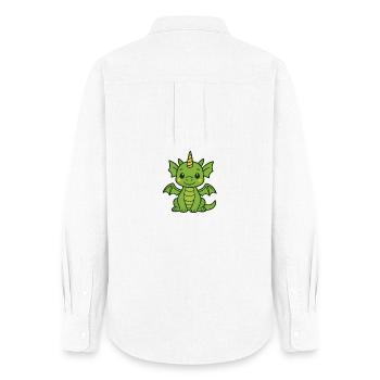 Funny dragon with horn and wings - Women's Oxford Shirt - white - Back - AI Model Female 172 light (172cm)
