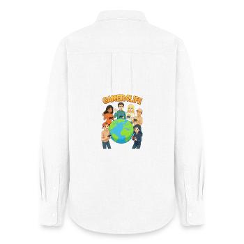 Gamer4Life Amitié mondiale - Chemise Oxford Femme - blanc - Dos - AI Model Female 172 light (172cm)