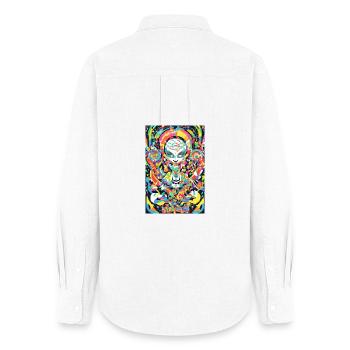 Psychedelic Chakra & Feline Art - Women's Oxford Shirt - white - Back - AI Model Female 172 light (172cm)