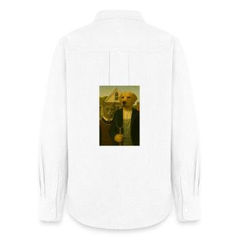 Portrait D’animal Vintage DogCat - Chemise Oxford Femme - blanc - Dos - AI Model Female 172 light (172cm)