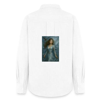 Himmlische Göttin – Licht und weiße Vögel - Frauen Oxford Hemd - Weiß - Hinten - AI Model Female 172 light (172cm)
