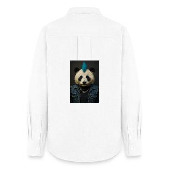 Panda Punk with Blue Mohawk - Women's Oxford Shirt - white - Back - AI Model Female 172 light (172cm)