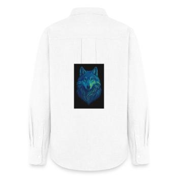 Neonwolf Farbiges Wolfporträt - Frauen Oxford Hemd - Weiß - Hinten - AI Model Female 172 light (172cm)