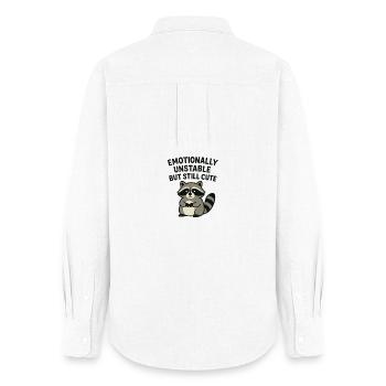 Emotional raccoon cute chaotic funny - Women's Oxford Shirt - white - Back - AI Model Female 172 light (172cm)