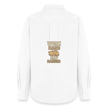 Work Hard Nap Harder - Women's Oxford Shirt - white - Back - AI Model Female 172 light (172cm)