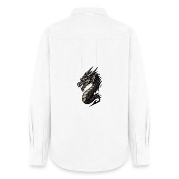 Ornement de tête de dragon noir et blanc - Chemise Oxford Femme - blanc - Dos - AI Model Female 172 light (172cm)