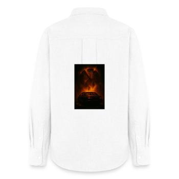 Zerfetzte Zeit: Auto im Feuer - Frauen Oxford Hemd - Weiß - Hinten - AI Model Female 172 light (172cm)