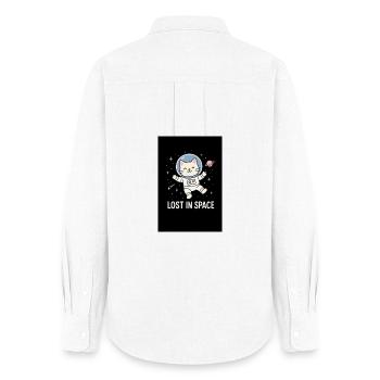 Cat Astronaut Lost in Space - Women's Oxford Shirt - white - Back - AI Model Female 172 light (172cm)