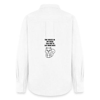 THE VOICES IN MY HEAD TOLD ME TO EAT MORE NUTS - Chemise Oxford Femme - blanc - Dos - AI Model Female 172 light (172cm)
