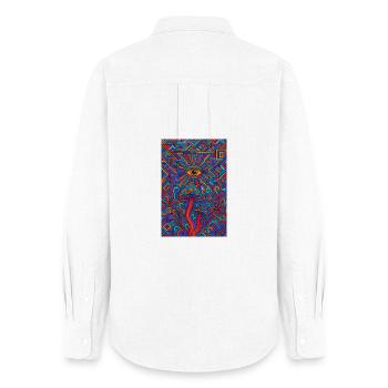 Psychedelic Eye and Mushrooms - Chemise Oxford Femme - blanc - Dos - AI Model Female 172 light (172cm)