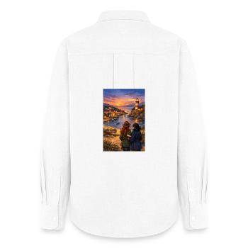 Brise am Poppy Cove Leuchtturm - Frauen Oxford Hemd - Weiß - Hinten - AI Model Female 172 light (172cm)