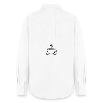 Coffee Mug Minimalist Line Art - Women's Oxford Shirt - white - Back - AI Model Female 172 light (172cm)