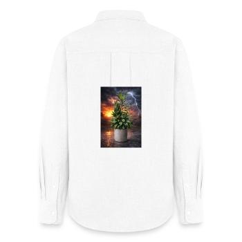 Plante dans la lumière de tempête - Chemise Oxford Femme - blanc - Dos - AI Model Female 172 light (172cm)