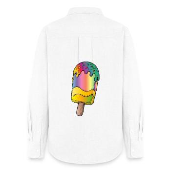 Regenbogen Eis am Stiel Cartoon Illustration  - Frauen Oxford Hemd - Weiß - Hinten - AI Model Female 172 light (172cm)