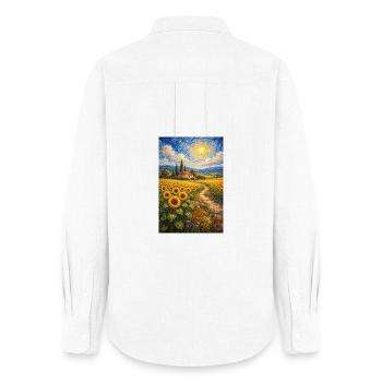 Sentier du tournesol dans le champ aurifère - Chemise Oxford Femme - blanc - Dos - AI Model Female 172 light (172cm)