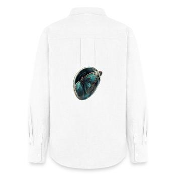 Teal Bubble Butterfly - Women's Oxford Shirt - white - Back - AI Model Female 172 light (172cm)