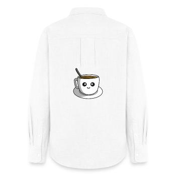 Coffee break - Women's Oxford Shirt - white - Back - AI Model Female 172 light (172cm)