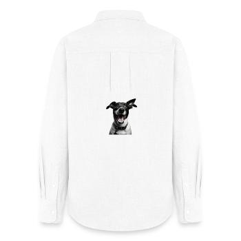 Playful Pup Portrait - Women's Oxford Shirt - white - Back - AI Model Female 172 light (172cm)