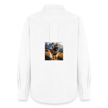 L’art de Leonberg - Chemise Oxford Femme - blanc - Dos - AI Model Female 172 light (172cm)