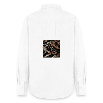 Mechanical Gears Design - Women's Oxford Shirt - white - Back - AI Model Female 172 light (172cm)