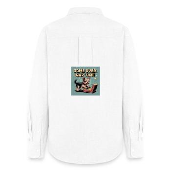 Dog and Console: Virtual Gameplay - Women's Oxford Shirt - white - Back - AI Model Female 172 light (172cm)