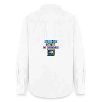 Conception de jeux d’arcade Retro Pixel - Chemise Oxford Femme - blanc - Dos - AI Model Female 172 light (172cm)