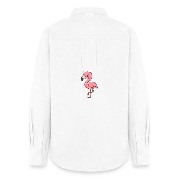 Playful flamingo with wit - Women's Oxford Shirt - white - Back - AI Model Female 172 light (172cm)
