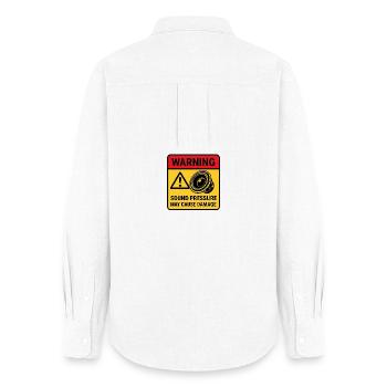 Audio Playback Warning - Women's Oxford Shirt - white - Back - AI Model Female 172 light (172cm)