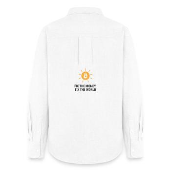 Fix_the_money - Women's Oxford Shirt - white - Back - AI Model Female 172 light (172cm)