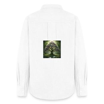 Forest tree with lilac blossoms - Women's Oxford Shirt - white - Back - AI Model Female 172 light (172cm)