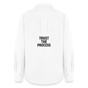 Motivation Merch - Chemise Oxford Femme - blanc - Dos - AI Model Female 172 light (172cm)