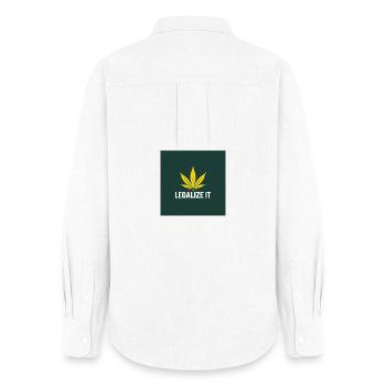 Fiche sur la légalisation du cannabis - Chemise Oxford Femme - blanc - Dos - AI Model Female 172 light (172cm)