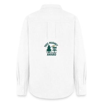 Tree Magnet Award – Funny Disc Golf Design - Women's Oxford Shirt - white - Back - AI Model Female 172 light (172cm)