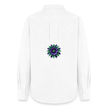 Purple Green Blossom - Women's Oxford Shirt - white - Back - AI Model Female 172 light (172cm)
