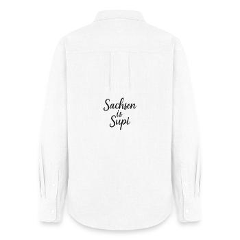 La Saxe est Supi - Chemise Oxford Femme - blanc - Dos - AI Model Female 172 light (172cm)