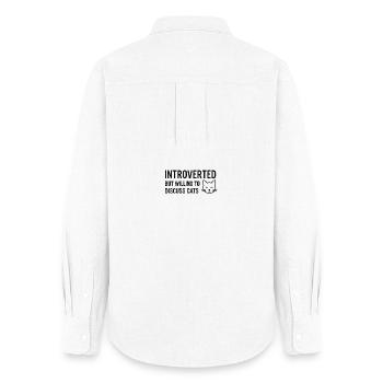 Introverted but Willing to Discuss Cats - Women's Oxford Shirt - white - Back - AI Model Female 172 light (172cm)