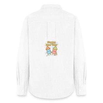 Frohes Neues Jahr Cartoon Raketen - Frauen Oxford Hemd - Weiß - Hinten - AI Model Female 172 light (172cm)