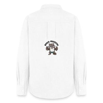 Waschbär Kraft – Muskel-Raccoon Motiv - Frauen Oxford Hemd - Weiß - Hinten - AI Model Female 172 light (172cm)