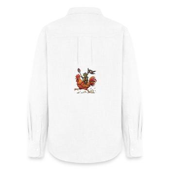 Cavalier gobelin sur un coq - Chemise Oxford Femme - blanc - Dos - AI Model Female 172 light (172cm)