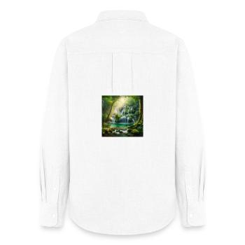 Wasserfall der Träume - Frauen Oxford Hemd - Weiß - Hinten - AI Model Female 172 light (172cm)