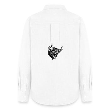 Angry Bull Head – Aggressive Bull Logo - Women's Oxford Shirt - white - Back - AI Model Female 172 light (172cm)