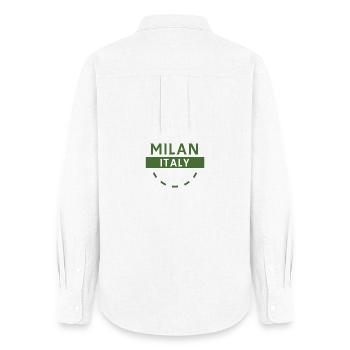Milan, Italie, Emblème de la ville verte - Chemise Oxford Femme - blanc - Dos - AI Model Female 172 light (172cm)