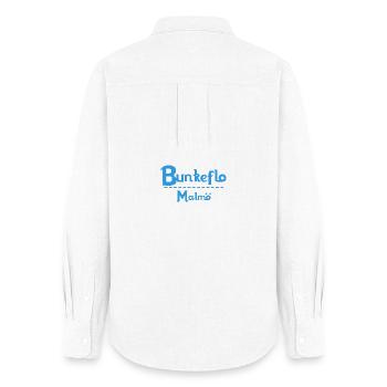 Centrum Malmö – Blue Text Design - Women's Oxford Shirt - white - Back - AI Model Female 172 light (172cm)
